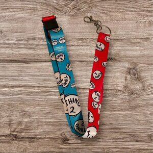 Thing 1 and Thing 2 Lanyard Red/Blue (Reversible)